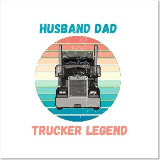 Husband Dad Trucker Legend Hero Posters and Art